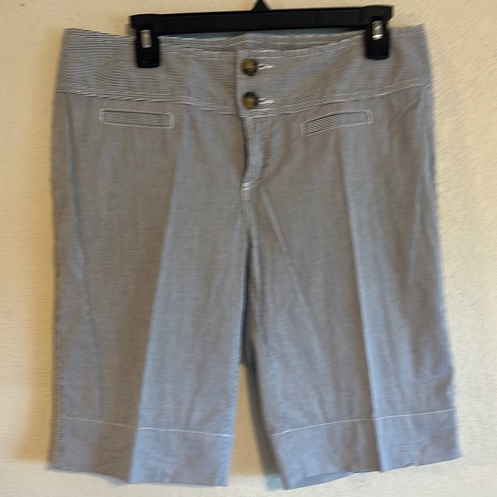 Madison Black/White Pinstripe Bermuda Shorts with Crisp Cotton Finish